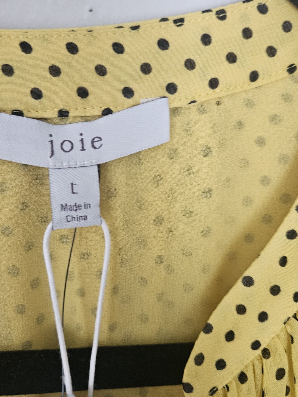 NWT Joie Daevon Yellow Polka Dot Longer Back Dress Tie Size L Silk - Picture 8 of 8